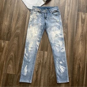 Slim Jeans Light Indigo Vintage Spotted Bleach Size: 27